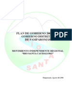 Plan de Gobierno 2007-2010 del Movimiento Independiente Regional 'Río Santa Caudaloso' para el distrito de Pamparomás