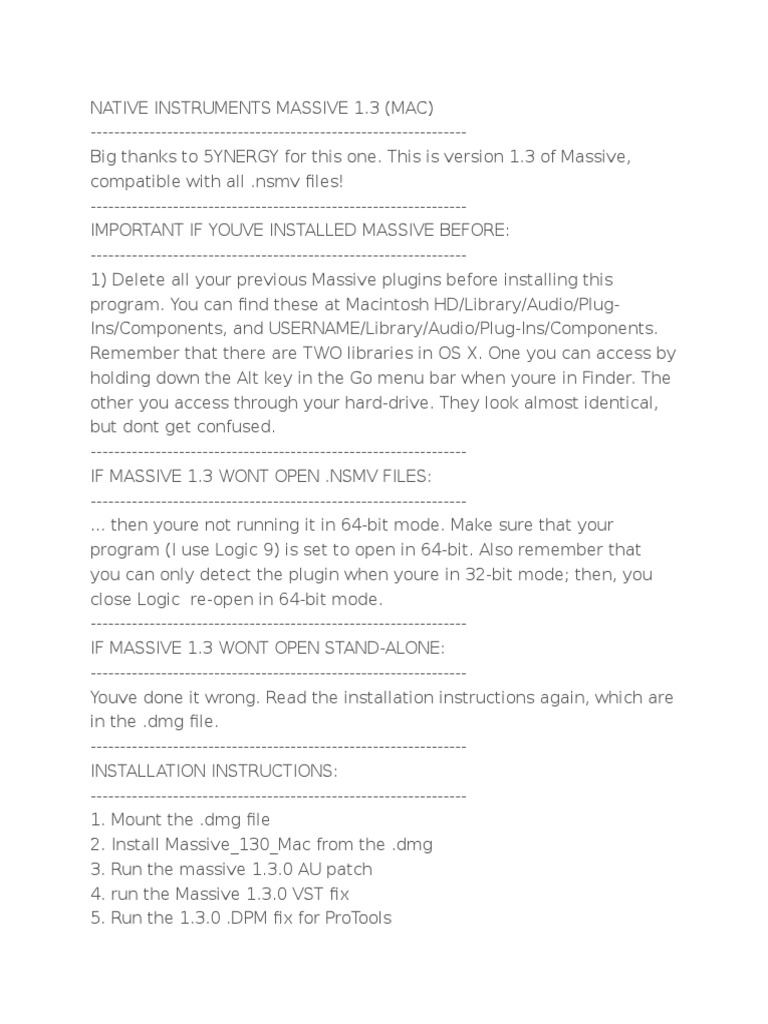 Native instruments massive 1.3 machine