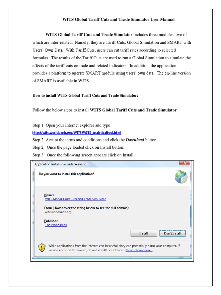 How To Install WITS Global Tariff Cuts and Trade Simulator | PDF ...