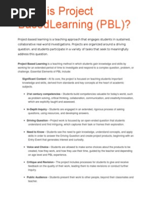 What is Project BasedLearning