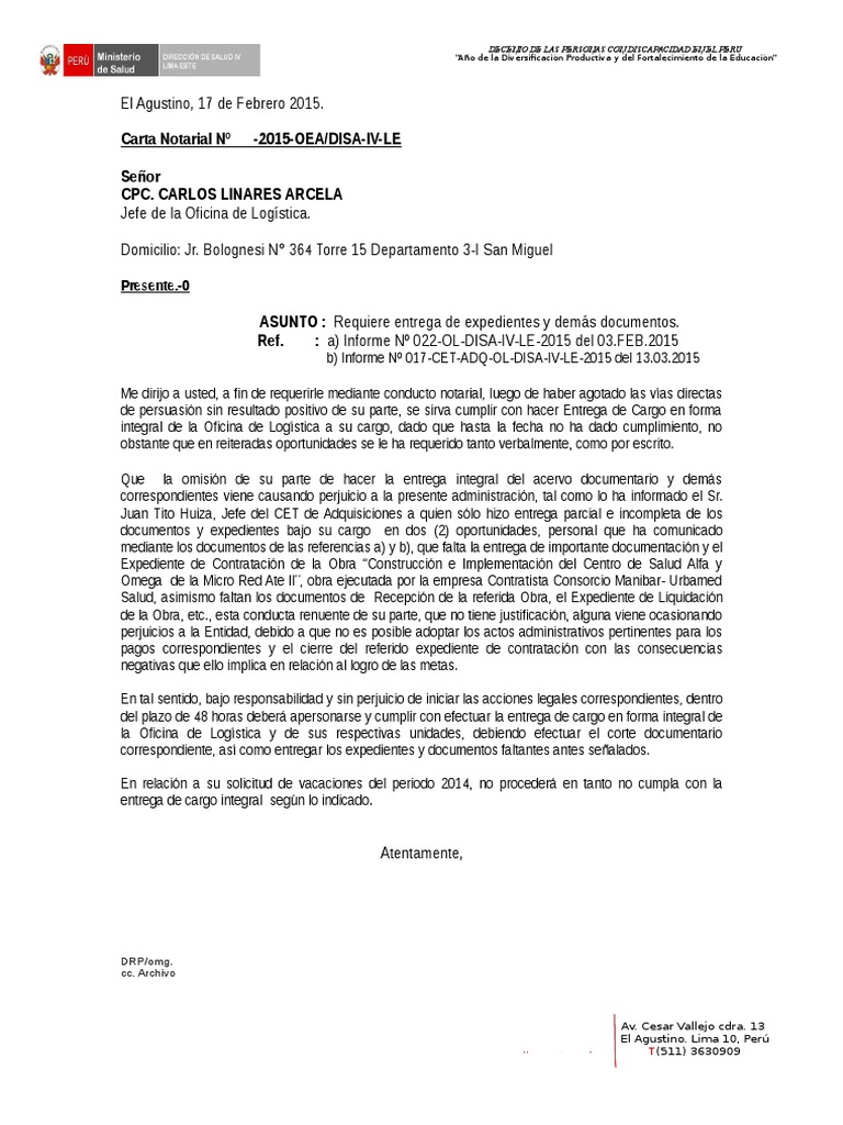 Carta Notarial Lima Perú