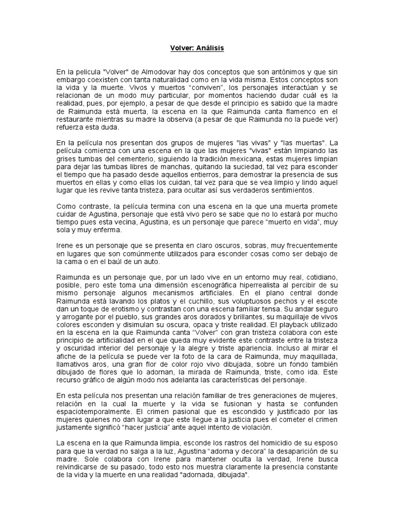 Volver - Analisis | PDF | Artes (general)