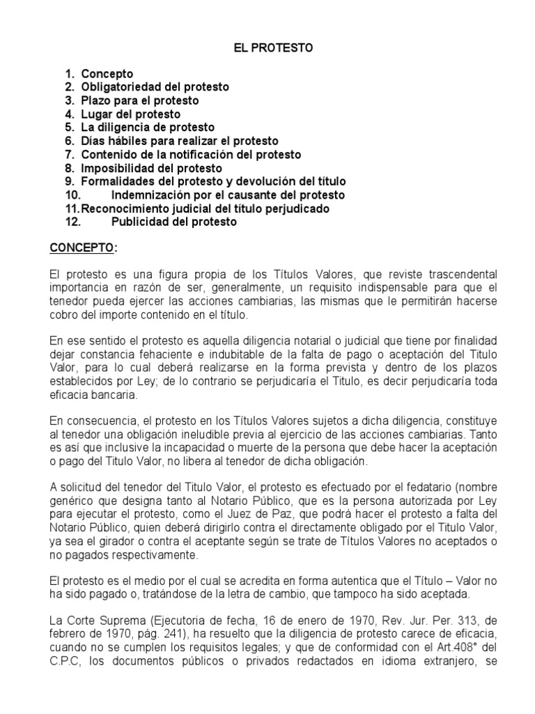 Concepto y Obligaciones del Protesto | PDF | Pagaré | Pagos