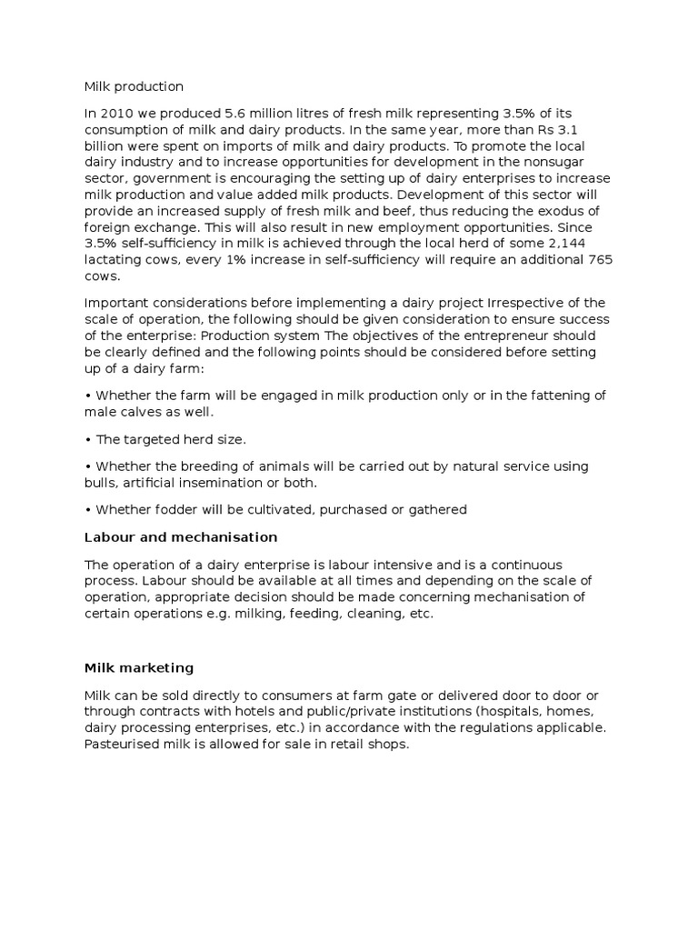 Boosting Local Milk Production Strategies | PDF