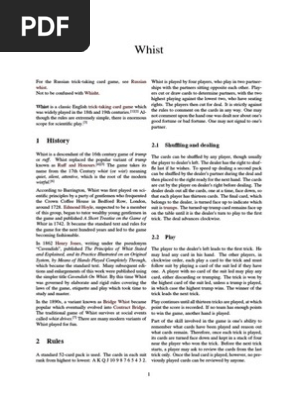 Whist Whist Family Of Card Games French Deck Card Games - 