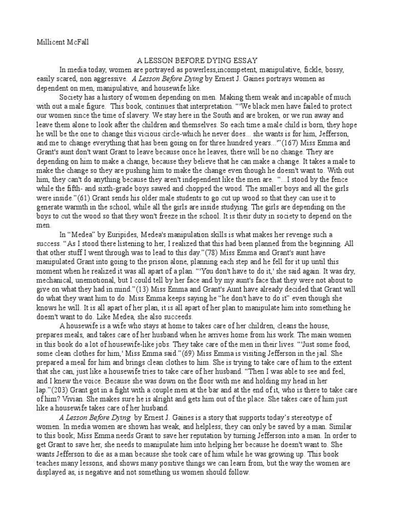 a lesson before dying essay topics