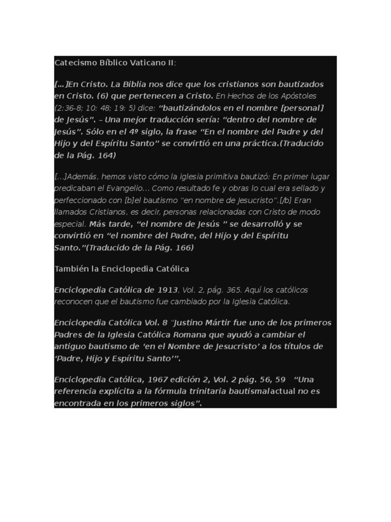 Iglesia Catolica y El Bautismo en El Nombre de Jesus | PDF