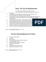 Good Teaching Top Ten Requirements