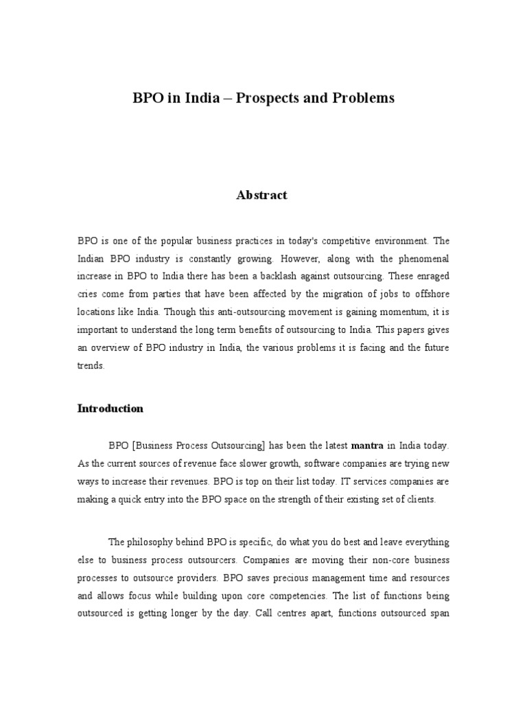Future of BPO Industry in India | PDF | Outsourcing | Offshoring