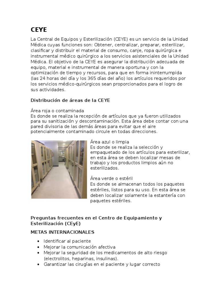 Distribución de Áreas en CEYE | PDF | Esterilización (Microbiología ...