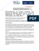 12 10 2014. - INEI ANLIS Ebola Recomendaciones Practicas Bioseguras - v.4 PDF