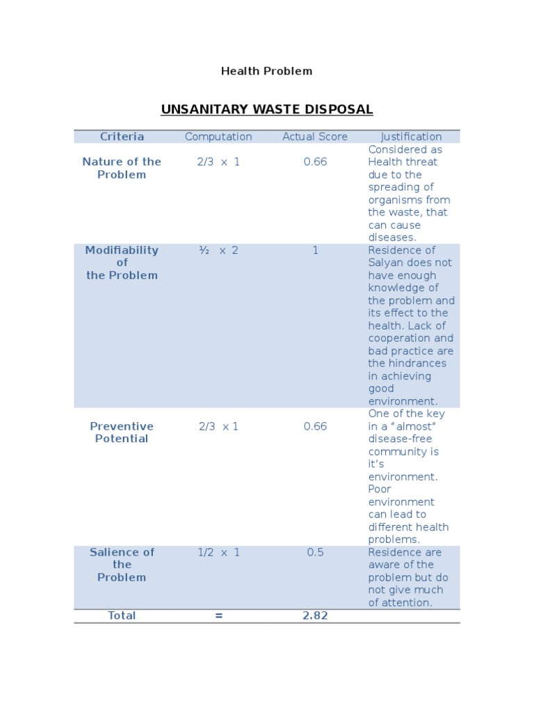 Health Risks of Unsanitary Waste Disposal | PDF