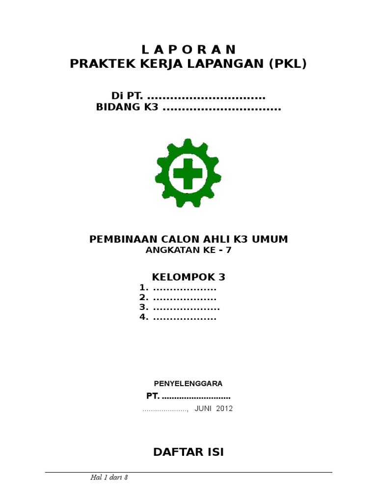 Format Laporan Pkl Ak3 Umum