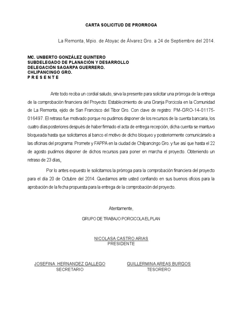 Solicitud de Prórroga Financiera | PDF