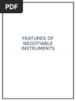 Features of A Negotiable Instrument