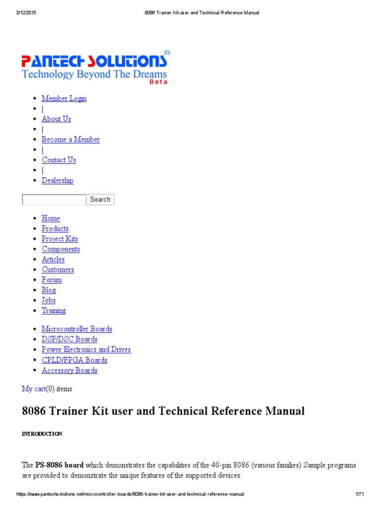 8086 Trainer Kit User and Technical Reference Manual PDF | PDF ...