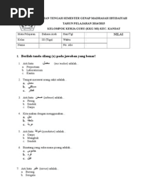 Soal Bahasa Arab Uts Kelas 3