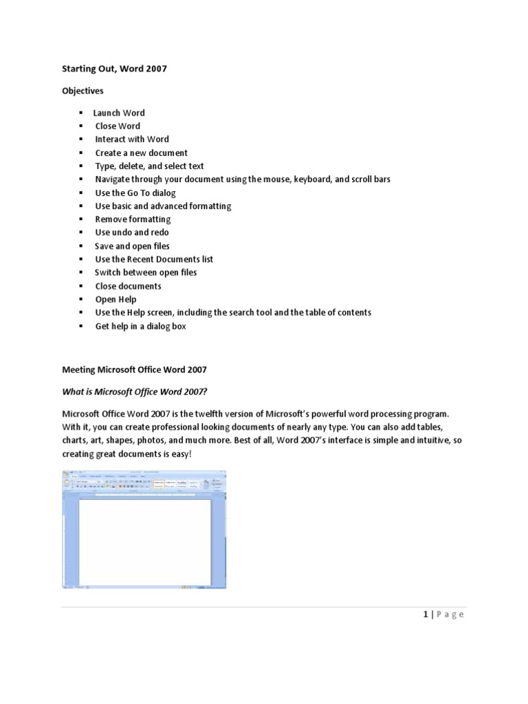 Word 2007: Getting Started Guide | PDF | Microsoft Word | Computer Keyboard