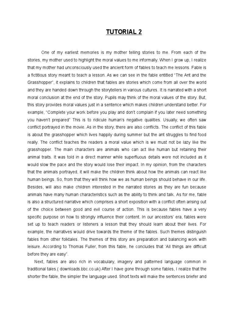 Tutorial 2b | PDF | Fable | Narrative