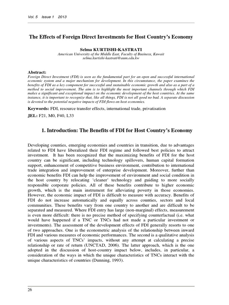 Impact of FDI on Host Economies | PDF | Foreign Direct Investment ...