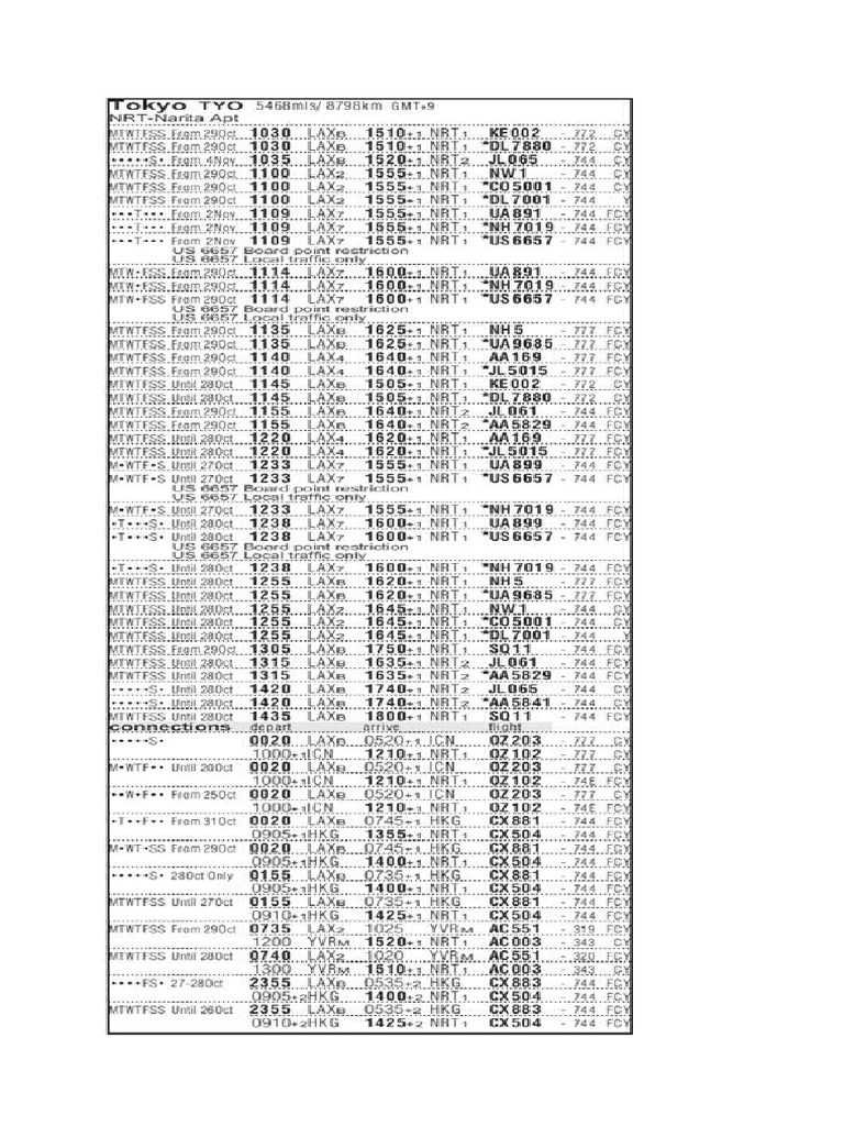 Airlines Timetable Samples | PDF | Los Angeles International Airport ...