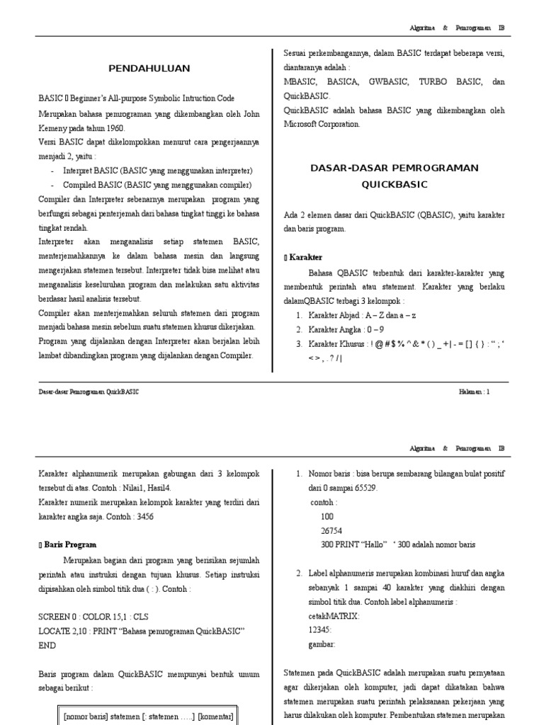 Dasar Pemrograman QuickBASIC | PDF | Komputer