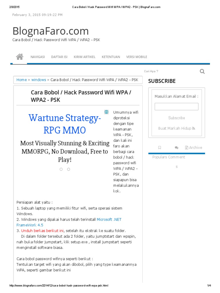 Cara Bobol Password Wifi