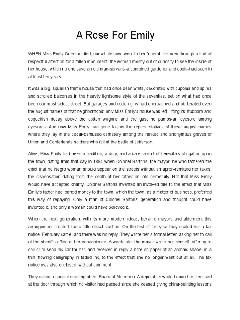 a rose for emily essay pdf