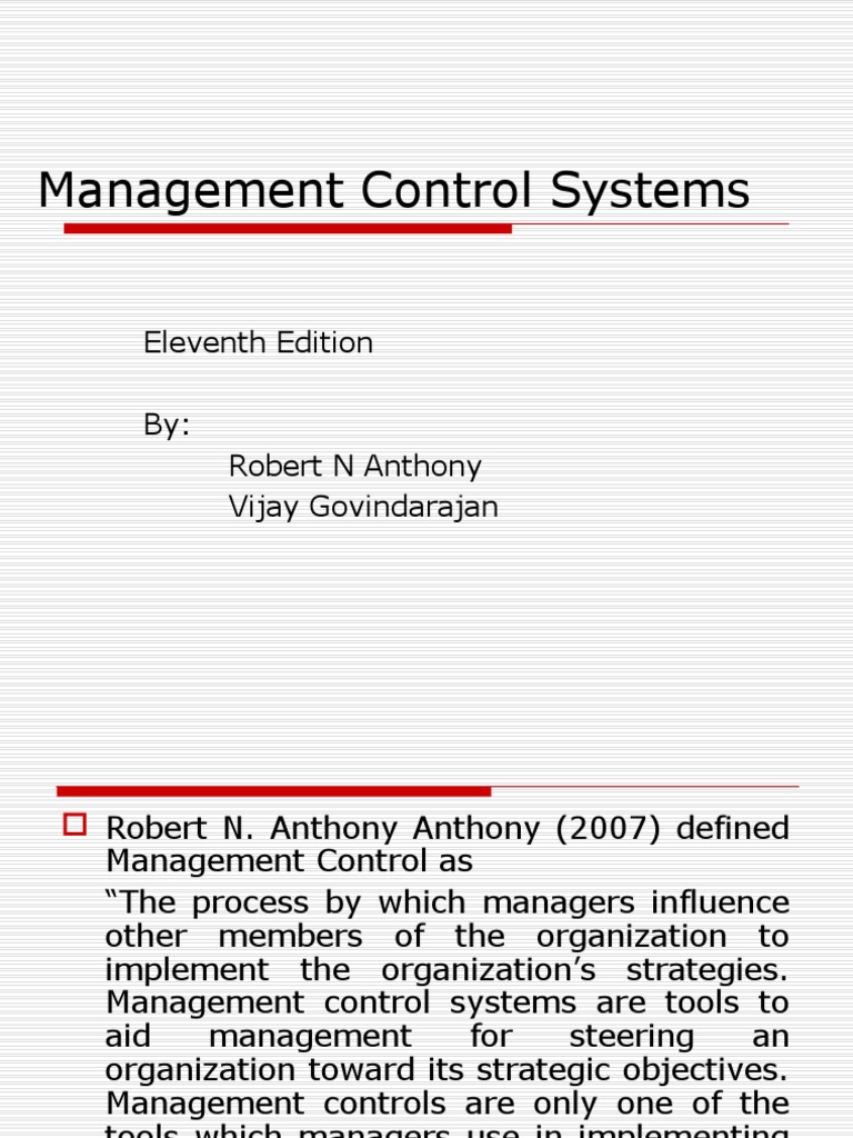 Management Control Systems Overview | PDF | Business