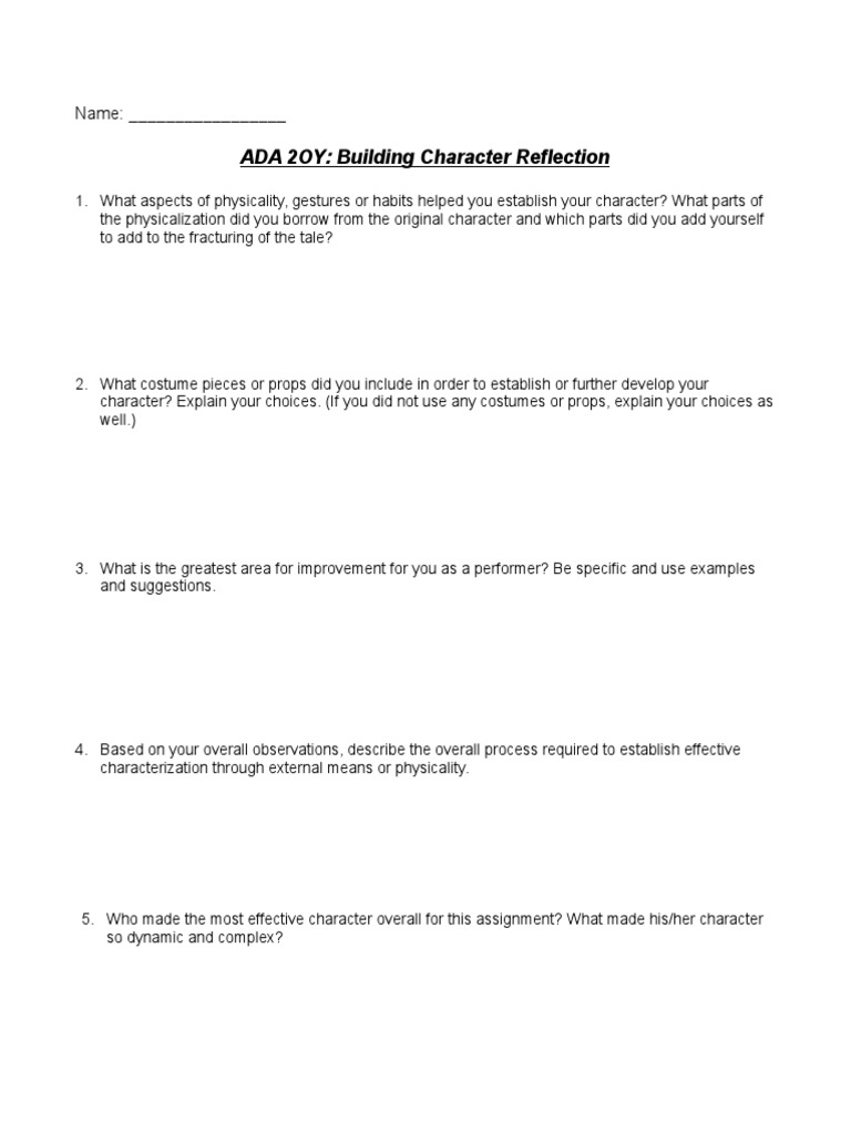 Building A Character Through Physicalization - 1st Character Reflection ...
