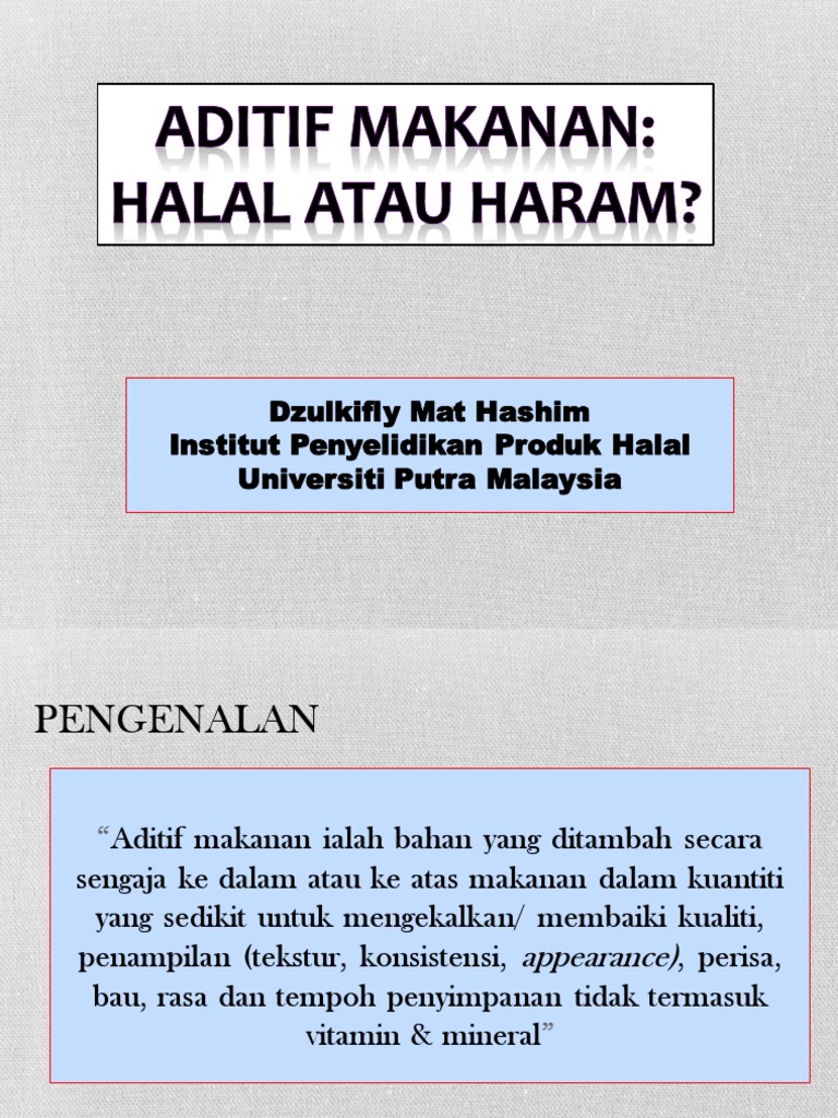 Aditif Makanan Halal Atau Haram Pdf Pdf