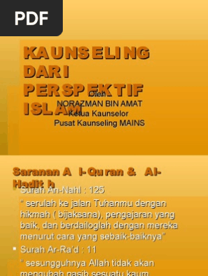 Kaunseling Dari Perspektif Islam Pdf