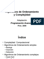 Algoritmos de Ordenamiento y Complejidad PAvanz09 Sesion - 1