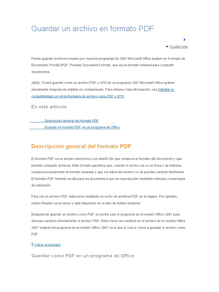 Guardar Un Archivo en Formato PDF | PDF | Formato de Documento Portable ...