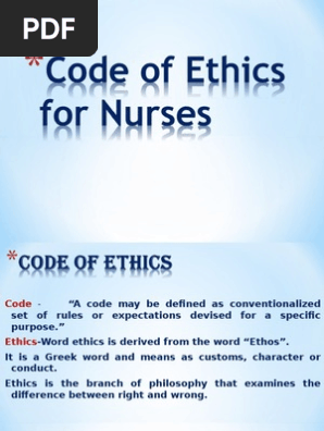 Code Of Ethics For Nurses Pdf Nursing Applied Ethics