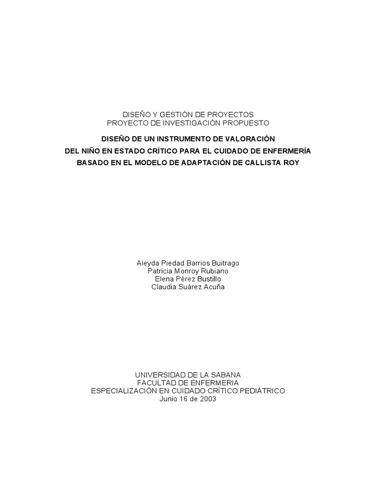 Instrumento Segun Modelo de Callista Roy | PDF | Enfermería | Adaptación