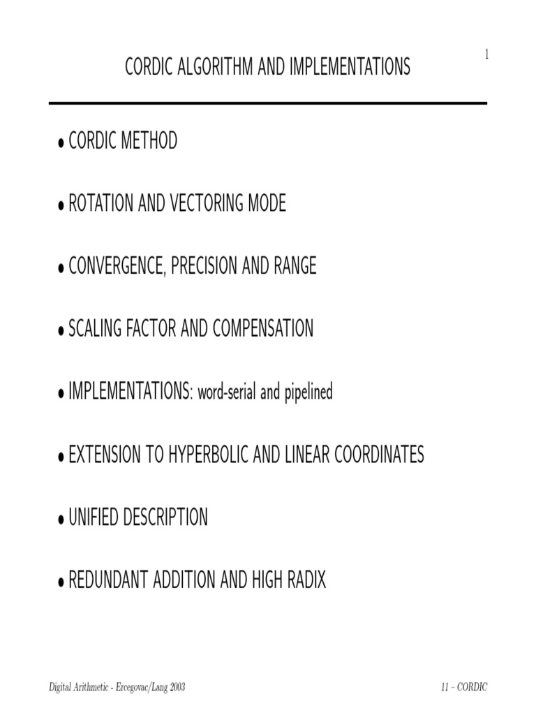 Cordic Algorithm and Implementations | PDF