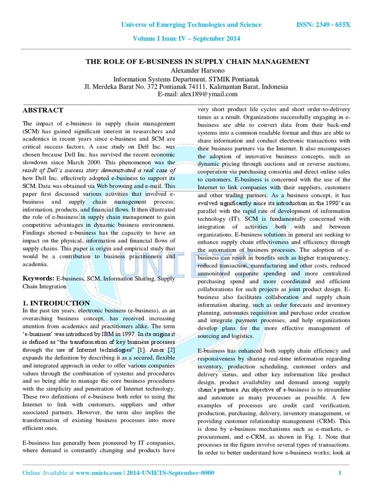 E-Business's Role in Supply Chain Management | PDF | Supply Chain ...