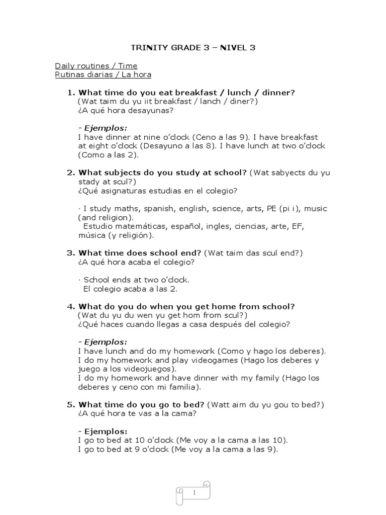 GRADE 3 Trinity Exam PDF