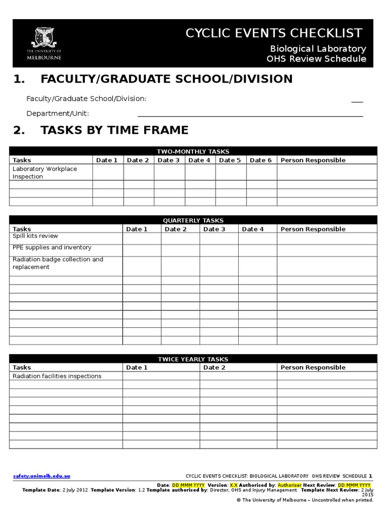 Cyclic Events Biological Laboratory Template | PDF