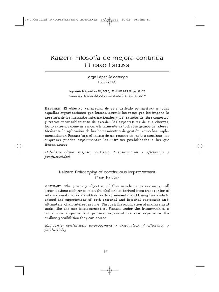 Kaizen - Mejora Continua | PDF | Gestión de la calidad | Calidad ...