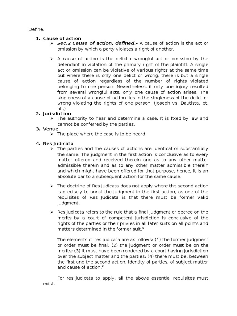 Cause of action sec 2 cause of action defined a cause of action is
