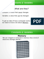 Constants Variables Memory Intro