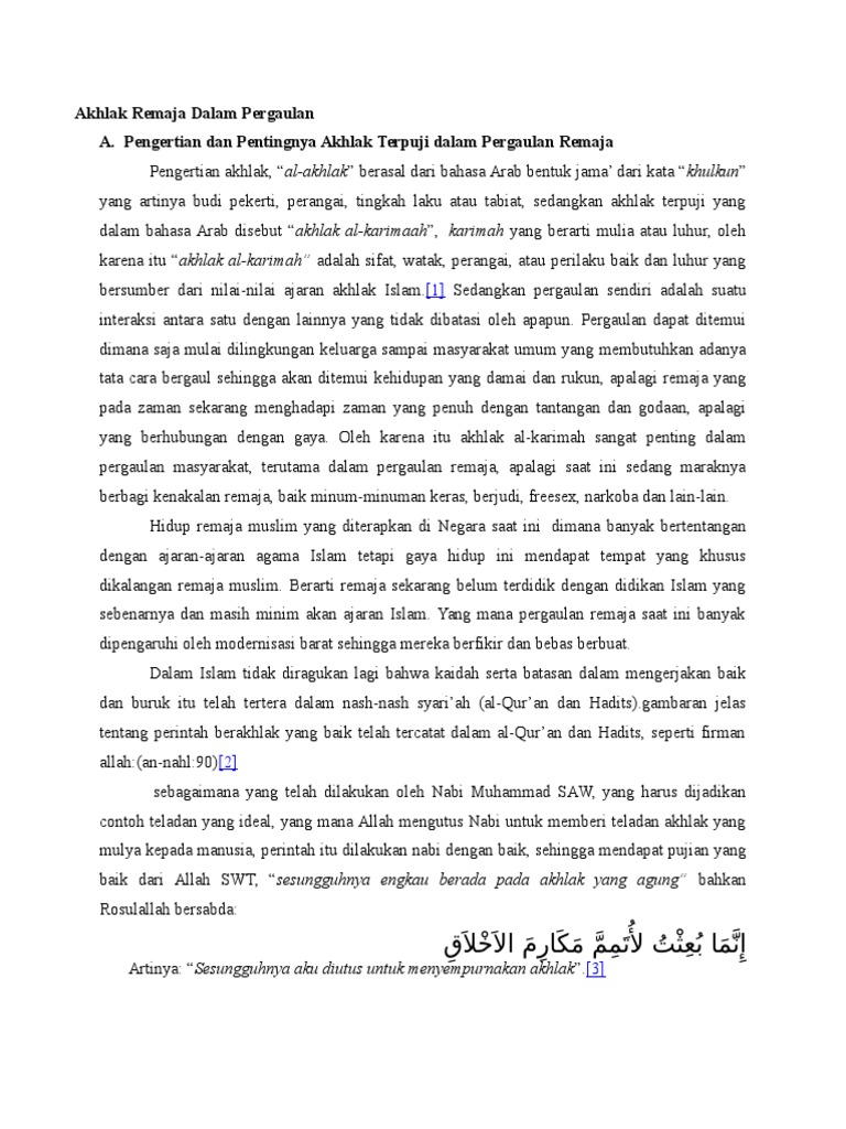 Akhlak Remaja Dalam Pergaulan