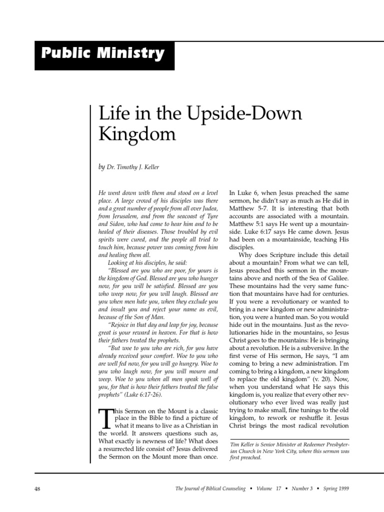 Upside Down Kingdom Tim Keller PDF The Gospel Grace In