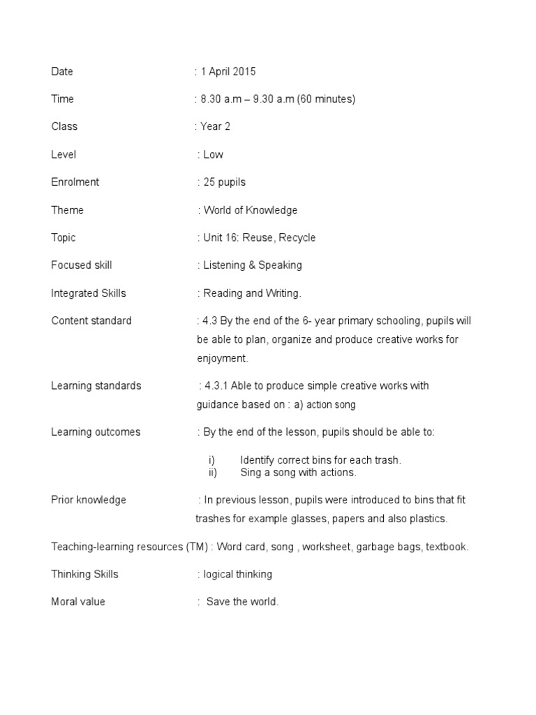 Linking Theory To Practice Lesson Plan Quality Of Life