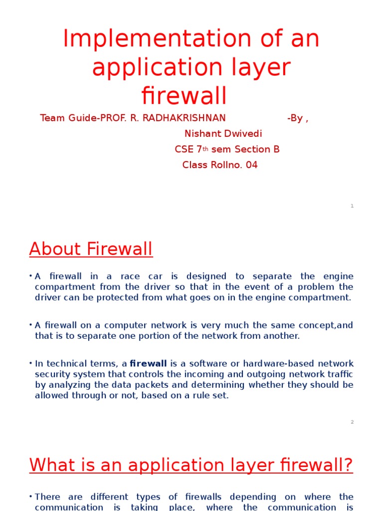Implementation of An Application Layer Firewall PDF Firewall