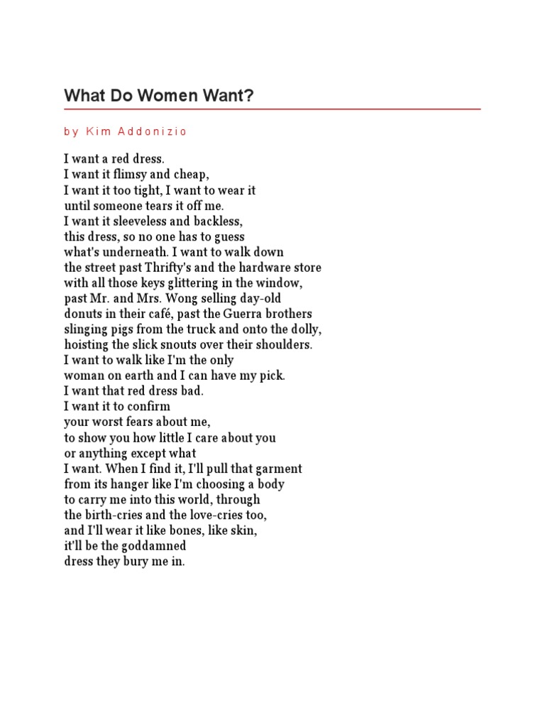 kim addonizio red dress What do Women Want? (poet spotlight)  my inspired life