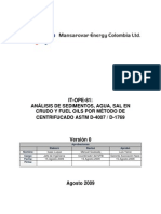 Análisis de Sedimientos, Agua, Sal y Fuel Oil en Crudo Por Metodo Centrifucado ASTM D4007 D1769