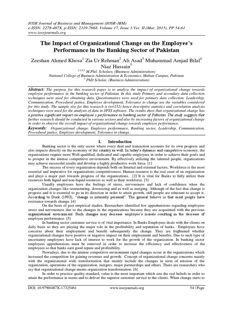 The Impact of Organizational Change On The Employee's Performance in ...